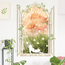 Bedroom Green Plant Sloping Yang Fine Chamomile Wall Decoration Stickers Ins Wind Creativity Botanical Garden Wind Room Arrangement Wallpaper