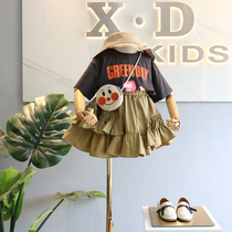 Do not return do not change brand childrens clothing 2019 summer new girl Korean flavor color graffiti letter back Hollow Cross version