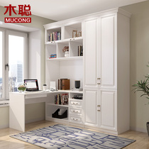Wood Con Corner Computer Desk Conjoined Bookcase Desk Wardrobe Multifunctional Combined Bedroom Desk Student Writing Desk