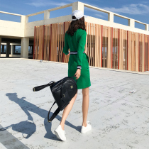  2021 new womens autumn temperament chic French niche high-end design sense contrast professional ol dress