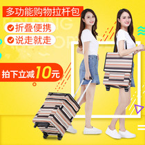 Portable shopping bag folding hand cart storage bag fashion trolley bag light home car car small pull car small