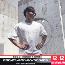 GYMDOG homemade Tide brand foam letter print short sleeve T-shirt mens summer loose breathable sports fitness clothes