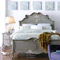 American retro carved solid wood bed French fashion old princess bed 1 8 m wedding bed Mediterranean double bed