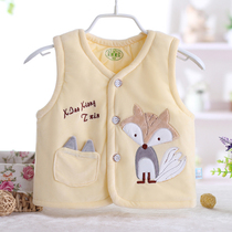 Infant vest autumn and winter 0-1 year old newborn thickened baby vest Crystal velvet baby waistcoat