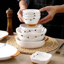 Ceramic Bowl Home 2021 New thickened anti-burn glaze Lower color healthy cutlery Microwave Oven Rice Bowl single