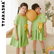 (IP Series) TYAKASHAKIDS Takasha skirt kids girls bow T-shirt dress dress