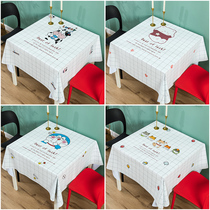 Square table cloth waterproof and oil-proof disposable table cloth cloth square Nordic home Net red ins cartoon table cloth