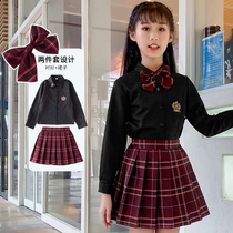 Childrens jk uniform skirt genuine full set of autumn girls college style long sleeve shirt set Autumn 9-year-old primary school students