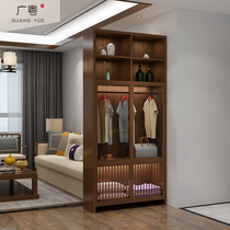 New Chinese Solid Wood Hyun Closing Cabinet Minimalist Modern Living Room Bedroom Partition wardrobe Entrance Door Screen Shelving