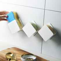 Kitchen wall-mounted sink sponge shelf Hole-free dishwashing cloth drainable hanger Cleaning cloth storage rack