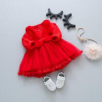 One year old week Dress 2 female baby baby princess dress 3 children plus velvet winter dress 4 Red birthday dress 5