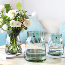 Simple modern glass vase Transparent flower arrangement bottle Nordic American living room dining table Light luxury home TV cabinet ornaments