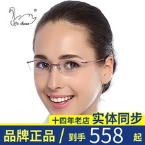 Dr. DR swan new optical myopia glasses frame eyebrow wire frame titanium half frame female frame DS 7144
