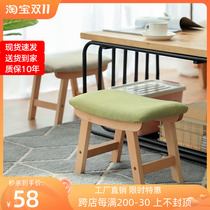 Solid wood stool creative shoe-changing stool home small bench fabric sofa stool adult footrest leisure low stool