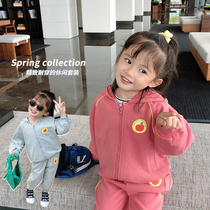 abao girls sports suit spring style 2021 new childrens net red coat female baby fashionable two-piece set