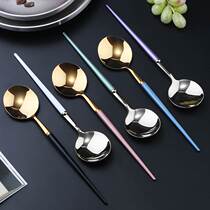 Weiai 304 stainless steel western food spoon net red with the same big spoon household Korean small spoon long handle spoon spoon