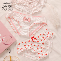 Japanese girl lace panties female cotton file antibacterial breathable sexy cute seamless ladies low waist triangle shorts