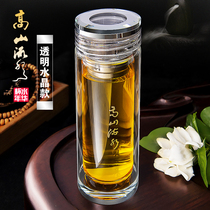 Large capacity double-layer glass for men and women Tea car water Cup heat insulation portable household tea cup gift Cup customization