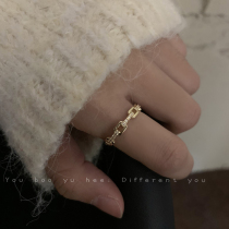 Japanese light luxury micro-inlaid zircon opening index finger ring female niche design sense exquisite ring simple versatile hand decoration