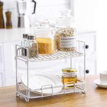 Nordic kitchen Wrought iron storage rack countertop double shelf seasoning rack Seasoning rack Household storage rack angle rack