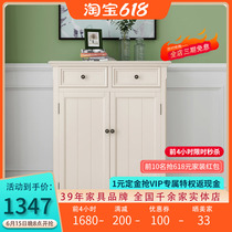 American Countryside Full Wood Shoes Cabinet Living-room Genguan Cabinet Double Door Drawer containing lockers Small family Type of furniture