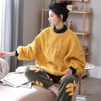 Pajamas womens autumn and winter coral velvet Korean long sleeves can be worn with thick and velvet warm lovely princess style winter suit