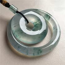 Natural Burma Ice Floating Flower Ping Button Pendant Jade Bracelet Round Jade Bracelet Childrens Certificate Gift