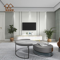 Solid color simple bamboo and wood fiber integrated wallboard Bedroom living room TV sofa background beauty salon quick installation wallboard