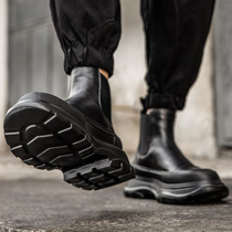 Martin boots mens tide leather high-top shoes thick soled British wind mid-help smoke tube boots Chelsea boots short boots winter plus Velvet