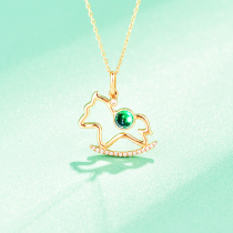 Mousse jewelery II shop 18K gold inlaid Panjeşehir Mother green necklace diamond little Trojan green jewel pendant