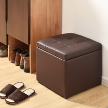 Storage stool storage stool can sit at home door change shoe stool square stool creative living room sofa leather stool footstool wearing shoes