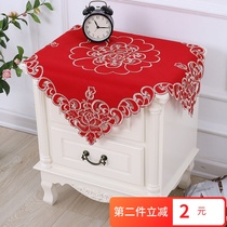 Bedside table cover cloth cover towel cloth embroidery pastoral festive red household universal small cover cloth printer dust cloth