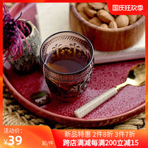 Spot Danish bloomingville Nordic simple transparent glass home Creative Printing water Cup portable