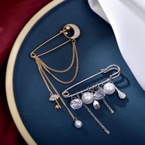 Suit decorative brooch female Korean version of Joker metal chain pendant big pin simple accessories ins tide personality