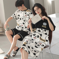 2 sets of price Korean version Pure cotton lovers Sleepwear Womens Summer New Cute Sleeping Dress Male Thin style short sleeve Home Residence Suit Suit