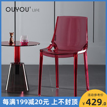 Nordic transparent dining chair Plastic creative acrylic crystal chair Fashion outdoor backrest Simple restaurant coffee chair