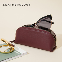 Leatherology leather glasses case Anti-stress travel jewelry storage bag Three-dimensional makeup bag Portable sunglasses case