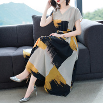 High-end temperament spring and summer this years popular silk mulberry silk plus size womens acetate satin long-sleeved dress