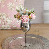 ladylike European American creative simulation flower fake flower rose mirror glass goblet floral set ornaments