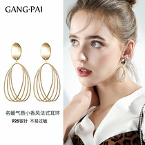 925 Silver Needle Lukewarm Wind Baroque Earrings Woman 2021 New Tide Air Quality Long earnail mesh Red Exaggerated Ear Clip