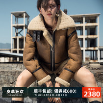  2021 new short thin original ecological Merino fur all-in-one motorcycle jacket female lamb hair thickened leather grass