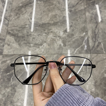 Harajuku wind irregular metal frame anti-blue glasses female round face Net red plain plain face glasses with myopia glasses