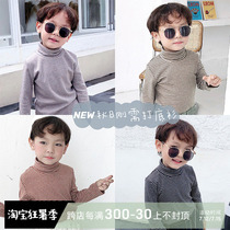 2022 Spring loaded with new children high collar bottom-shirt boy baby striped long sleeve T-shirt Spring and autumn childrens air tide