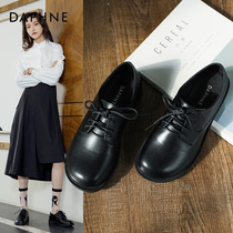Daphne single shoes womens shoes new 2022 exploits small leather shoes women Inn wind flat-bottomed short boots coarse heel Lefoe shoes women