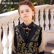 BOERSS boys suit British style childrens small suit dress catwalk host performance handsome flower boy suit