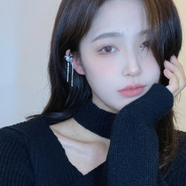 Diamond love tassel ear clip temperament advanced ins simple cold wind earring female zircon earrings