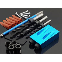 15 ° woodworking inclined hole positioner blue aluminum alloy small portable woodworking inclined hole opener drill bit set