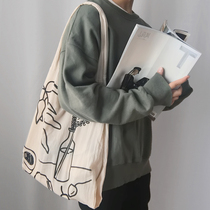 KAFKAsSHOP vase printed cloth bag personality street photo men and women couples Joker shoulder handbag Han Chao