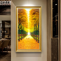 Huayiyuan hand-painted oil painting golden porch mural Golden Avenue landscape decoration painting living room feng shui hanging painting