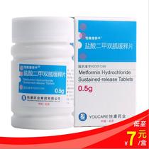 As low as 7 boxes) Yuekang Tang Taiping Yue Daning Metformin Hydrochloride Sustained-release Tablets 0 5G * 30 tablets box diabetes